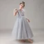 Chic / Beautiful Grey Birthday Flower Girl Dresses 2020 Ball Gown See-through Scoop Neck Sleeveless Beading Sequins Floor-Length / Long Ruffle