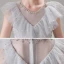 Chic / Beautiful Grey Birthday Flower Girl Dresses 2020 Ball Gown See-through Scoop Neck Sleeveless Beading Sequins Floor-Length / Long Ruffle