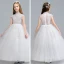 Vintage / Retro White Flower Girl Dresses 2020 Ball Gown High Neck Sleeveless Appliques Lace Floor-Length / Long Ruffle