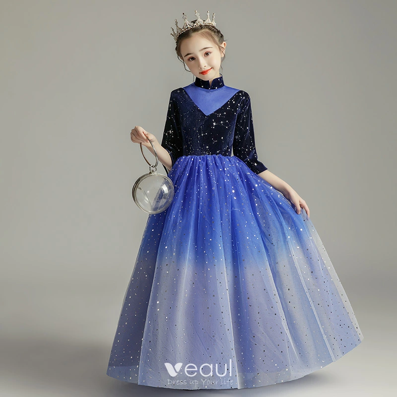 royal blue princess ball gown for kids