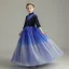 Starry Sky Royal Blue Birthday Flower Girl Dresses 2020 Ball Gown High Neck 3/4 Sleeve Star Sequins Floor-Length / Long Ruffle
