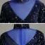 Starry Sky Royal Blue Birthday Flower Girl Dresses 2020 Ball Gown High Neck 3/4 Sleeve Star Sequins Floor-Length / Long Ruffle