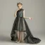 High Low Black Birthday Flower Girl Dresses 2020 Ball Gown High Neck Sleeveless Beading Pearl Rhinestone Sequins Asymmetrical Ruffle