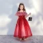 Chic / Beautiful Brown Birthday Flower Girl Dresses 2020 Ball Gown Off-The-Shoulder Short Sleeve Backless Glitter Tulle Ankle Length Ruffle