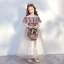 Chic / Beautiful Brown Birthday Flower Girl Dresses 2020 Ball Gown Off-The-Shoulder Short Sleeve Backless Glitter Tulle Ankle Length Ruffle