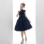 Vintage / Retro Navy Blue Lace Birthday Flower Girl Dresses 2020 Ball Gown High Neck Sleeveless Star Embroidered Short Cascading Ruffles