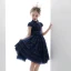 Vintage / Retro Navy Blue Lace Birthday Flower Girl Dresses 2020 Ball Gown High Neck Sleeveless Star Embroidered Short Cascading Ruffles