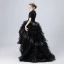 Vintage / Originale Noire Anniversaire Robe Ceremonie Fille 2020 Robe Boule Transparentes Col Haut Manches Courtes Paillettes Perlage Faux Diamant Asymétrique Volants en Cascade