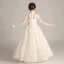 Flower Fairy Champagne Birthday Flower Girl Dresses 2020 A-Line / Princess See-through High Neck Short Sleeve Appliques Flower Beading Floor-Length / Long Ruffle