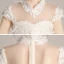 Flower Fairy Champagne Birthday Flower Girl Dresses 2020 A-Line / Princess See-through High Neck Short Sleeve Appliques Flower Beading Floor-Length / Long Ruffle