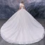 Luxury / Gorgeous Ivory Bridal Wedding Dresses 2020 Ball Gown Off-The-Shoulder Short Sleeve Backless Appliques Lace Beading Pearl Cathedral Train Ruffle