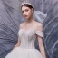 Luxury / Gorgeous Ivory Bridal Wedding Dresses 2020 Ball Gown Off-The-Shoulder Short Sleeve Backless Appliques Lace Beading Pearl Cathedral Train Ruffle