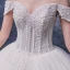Luxury / Gorgeous Ivory Bridal Wedding Dresses 2020 Ball Gown Off-The-Shoulder Short Sleeve Backless Appliques Lace Beading Pearl Cathedral Train Ruffle