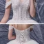 Luxury / Gorgeous Ivory Bridal Wedding Dresses 2020 Ball Gown Off-The-Shoulder Short Sleeve Backless Appliques Lace Beading Pearl Cathedral Train Ruffle