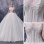 Luxury / Gorgeous Ivory Bridal Wedding Dresses 2020 Ball Gown Off-The-Shoulder Short Sleeve Backless Appliques Lace Beading Pearl Cathedral Train Ruffle