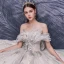 Charming Champagne Bridal Wedding Dresses 2020 Ball Gown Off-The-Shoulder Short Sleeve Backless Beading Appliques Sequins Glitter Tulle Cathedral Train Ruffle