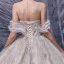 Charming Champagne Bridal Wedding Dresses 2020 Ball Gown Off-The-Shoulder Short Sleeve Backless Beading Appliques Sequins Glitter Tulle Cathedral Train Ruffle