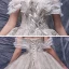Charming Champagne Bridal Wedding Dresses 2020 Ball Gown Off-The-Shoulder Short Sleeve Backless Beading Appliques Sequins Glitter Tulle Cathedral Train Ruffle