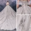 Charming Champagne Bridal Wedding Dresses 2020 Ball Gown Off-The-Shoulder Short Sleeve Backless Beading Appliques Sequins Glitter Tulle Cathedral Train Ruffle