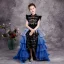 Fashion Black Birthday Flower Girl Dresses 2020 Ball Gown High Neck Sleeveless Rhinestone Sequins Glitter Tulle Detachable Sweep Train Cascading Ruffles