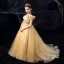 Chic / Beautiful Navy Blue Birthday Flower Girl Dresses 2020 Ball Gown Scoop Neck Short Sleeve Appliques Lace Sequins Beading Sweep Train Ruffle