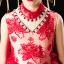 Chinese style Red Birthday Flower Girl Dresses 2020 Ball Gown High Neck Sleeveless Appliques Lace Beading Sequins Sweep Train Ruffle