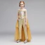 Mode Gold Overall 2020 Eckiger Ausschnitt Ärmellos Rückenfreies Applikationen Spitze Strass Glanz Polyester Abnehmbar Sweep / Pinsel Zug Fallende Rüsche
