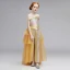 Mode Gold Overall 2020 Eckiger Ausschnitt Ärmellos Rückenfreies Applikationen Spitze Strass Glanz Polyester Abnehmbar Sweep / Pinsel Zug Fallende Rüsche