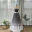 Chic / Beautiful Grey Prom Dresses 2020 A-Line / Princess Strapless Sleeveless Sash Glitter Tulle Floor-Length / Long Backless Cascading Ruffles Formal Dresses