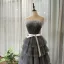 Chic / Beautiful Grey Prom Dresses 2020 A-Line / Princess Strapless Sleeveless Sash Glitter Tulle Floor-Length / Long Backless Cascading Ruffles Formal Dresses