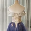 Chic / Beautiful Navy Blue Prom Dresses 2020 A-Line / Princess Off-The-Shoulder Short Sleeve Appliques Flower Beading Glitter Tulle Floor-Length / Long Ruffle Backless Formal Dresses