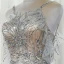 High End Champagner Abendkleider 2020 A Linie Eckiger Ausschnitt Ärmellos Strass Sweep / Pinsel Zug Rüschen Rückenfreies Festliche Kleider