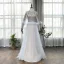 Haut de Gamme Argenté Tapis rouge Robe De Soirée 2020 Princesse Transparentes Col Haut Manches Longues Fait main Perlage Paillettes Train De Balayage Volants Robe De Ceremonie