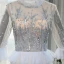 Haut de Gamme Argenté Tapis rouge Robe De Soirée 2020 Princesse Transparentes Col Haut Manches Longues Fait main Perlage Paillettes Train De Balayage Volants Robe De Ceremonie