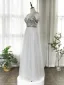 Haut de Gamme Gris Robe De Soirée 2020 Princesse Bretelles Spaghetti Manches Courtes V-Cou Perlage Faux Diamant Longue Volants Dos Nu Robe De Ceremonie