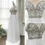 Haut de Gamme Gris Robe De Soirée 2020 Princesse Bretelles Spaghetti Manches Courtes V-Cou Perlage Faux Diamant Longue Volants Dos Nu Robe De Ceremonie