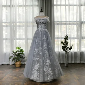 High End Grey Prom Dresses 2020 A Line Princess Strapless Sleeveless Feather Beading Sequins Glitter Tulle Floor Length Long Ruffle Backless Formal Dresses