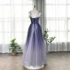 Elegant Royal Blue Dancing Prom Dresses 2020 A-Line / Princess Spaghetti Straps Sleeveless Beading Sequins Glitter Tulle Floor-Length / Long Ruffle Backless Formal Dresses