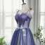 Elegant Royal Blue Dancing Prom Dresses 2020 A-Line / Princess Spaghetti Straps Sleeveless Beading Sequins Glitter Tulle Floor-Length / Long Ruffle Backless Formal Dresses