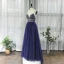 Haut de Gamme Bleu Marine Dansant Robe De Bal 2020 Princesse Bretelles Spaghetti Sans Manches Perlage Faux Diamant Longue Volants Dos Nu Robe De Ceremonie