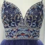 Haut de Gamme Bleu Marine Dansant Robe De Bal 2020 Princesse Bretelles Spaghetti Sans Manches Perlage Faux Diamant Longue Volants Dos Nu Robe De Ceremonie