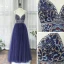 Haut de Gamme Bleu Marine Dansant Robe De Bal 2020 Princesse Bretelles Spaghetti Sans Manches Perlage Faux Diamant Longue Volants Dos Nu Robe De Ceremonie