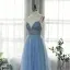 High-end Ocean Blue Dancing Prom Dresses 2020 A-Line / Princess Spaghetti Straps Sleeveless Rhinestone Beading Floor-Length / Long Ruffle Backless Formal Dresses