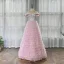 High End Rosa Tanzen Ballkleider 2020 A Linie Off Shoulder Kurze Ärmel Glanz Polyester Lange Fallende Rüsche Rückenfreies Festliche Kleider
