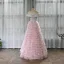 High End Rosa Tanzen Ballkleider 2020 A Linie Off Shoulder Kurze Ärmel Glanz Polyester Lange Fallende Rüsche Rückenfreies Festliche Kleider