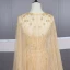 High-end Gold Red Carpet Evening Dresses  With Shawl 2020 Trumpet / Mermaid Spaghetti Straps Deep V-Neck Sleeveless Rhinestone Sash Handmade  Beading Sweep Train Ruffle Backless Formal Dresses