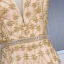 High-end Gold Red Carpet Evening Dresses  With Shawl 2020 Trumpet / Mermaid Spaghetti Straps Deep V-Neck Sleeveless Rhinestone Sash Handmade  Beading Sweep Train Ruffle Backless Formal Dresses