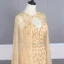 High-end Gold Red Carpet Evening Dresses  With Shawl 2020 Trumpet / Mermaid Spaghetti Straps Deep V-Neck Sleeveless Rhinestone Sash Handmade  Beading Sweep Train Ruffle Backless Formal Dresses