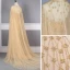 High-end Gold Red Carpet Evening Dresses  With Shawl 2020 Trumpet / Mermaid Spaghetti Straps Deep V-Neck Sleeveless Rhinestone Sash Handmade  Beading Sweep Train Ruffle Backless Formal Dresses