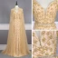High-end Gold Red Carpet Evening Dresses  With Shawl 2020 Trumpet / Mermaid Spaghetti Straps Deep V-Neck Sleeveless Rhinestone Sash Handmade  Beading Sweep Train Ruffle Backless Formal Dresses